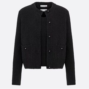 Christian Dior size 34 twinset black wool cashmere blend knit cardigan button up